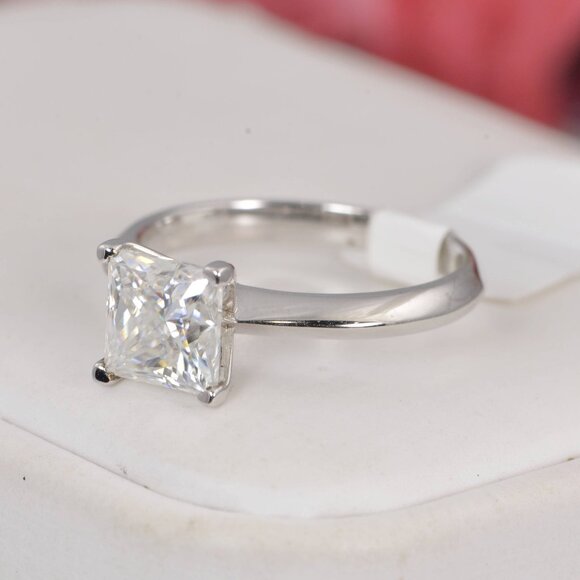 2ct GRA Certified Princess Cut Moissanite Engagement Ring - Picture 2 of 5